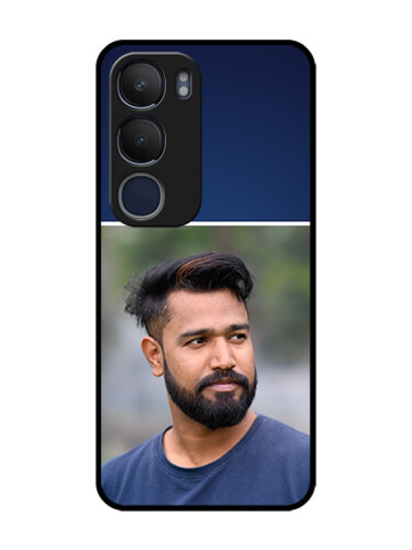Custom Vivo Y19 Personalized Glass Phone Case  - Simple Royal Blue Design