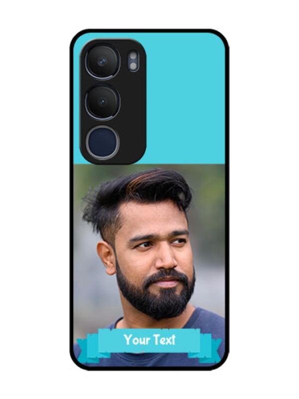 Custom Vivo Y19 Personalized Glass Phone Case  - Simple Blue Color Design
