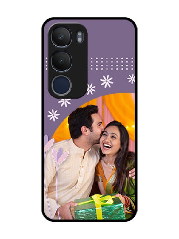 Custom Vivo Y19 Custom Glass Mobile Case  - Lavender flowers design 