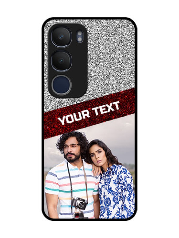 Custom Vivo Y19 Personalized Glass Phone Case  - Image Holder with Glitter Strip Design