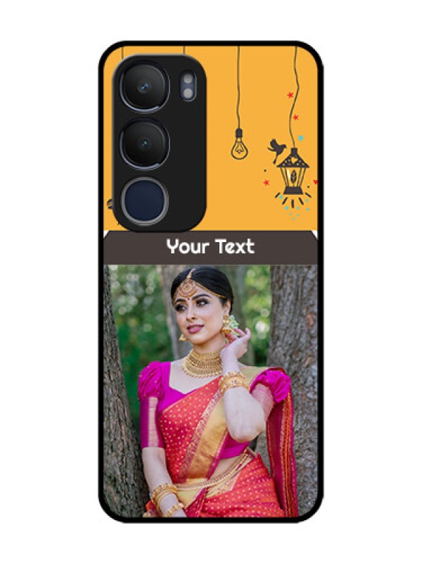 Custom Vivo Y19 Custom Glass Mobile Case  - with Family Picture and Icons 