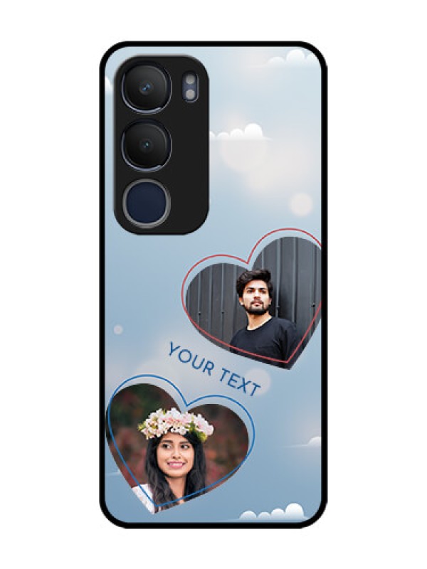 Custom Vivo Y19 Custom Glass Mobile Case  - Blue Color Couple Design 