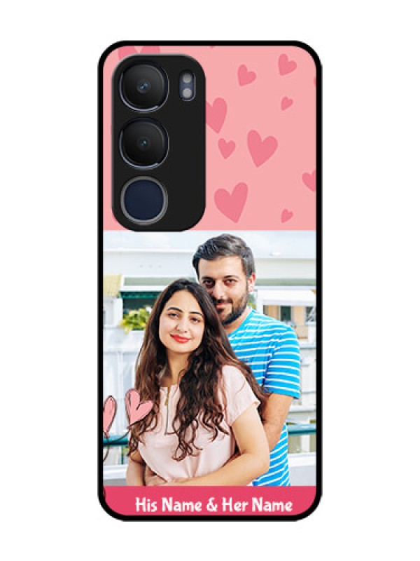 Custom Vivo Y19 Personalized Glass Phone Case  - Love Design Peach Color