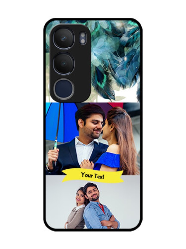 Custom Vivo Y19 Personalized Glass Phone Case  - Image with Boho Peacock Feather Design