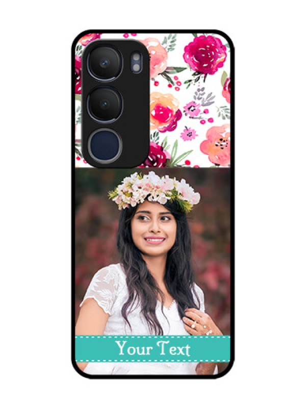 Custom Vivo Y19 Custom Glass Phone Case  - Watercolor Floral Design