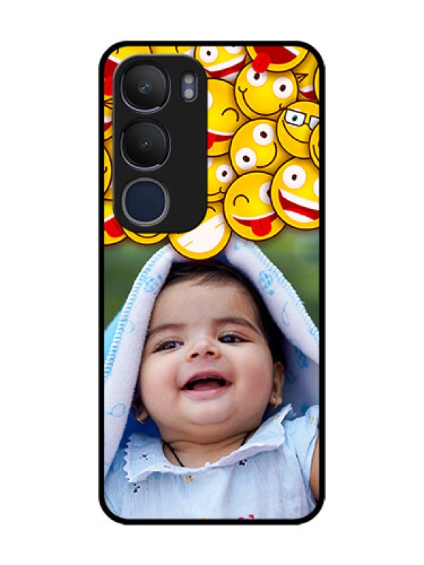 Custom Vivo Y19 Custom Glass Mobile Case  - with Smiley Emoji Design