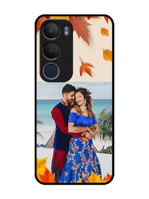 Custom Vivo Y19 Photo Printing on Glass Case  - Autumn Maple Leaves Design