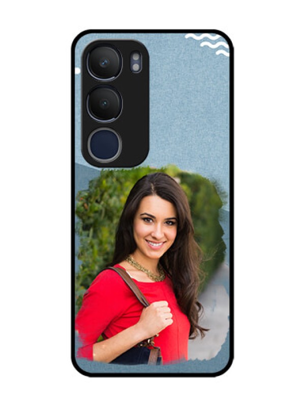 Custom Vivo Y19 Custom Glass Mobile Case  - Grunge Line Art Design