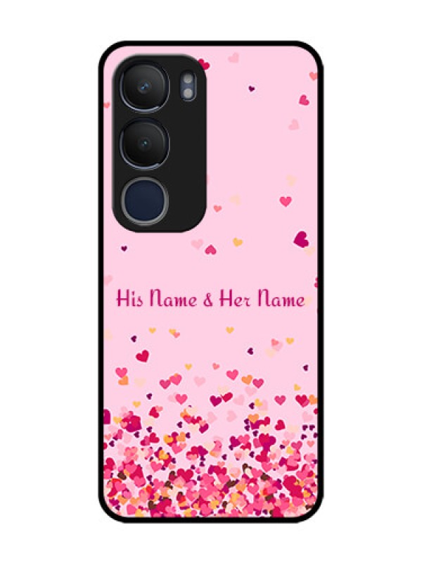 Custom Vivo Y19 Photo Printing on Glass Case - Floating Hearts Design