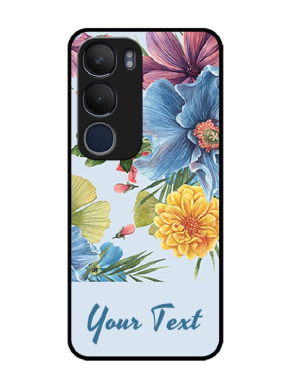 Custom Vivo Y19 Custom Glass Mobile Case - Stunning Watercolored Flowers Painting Design