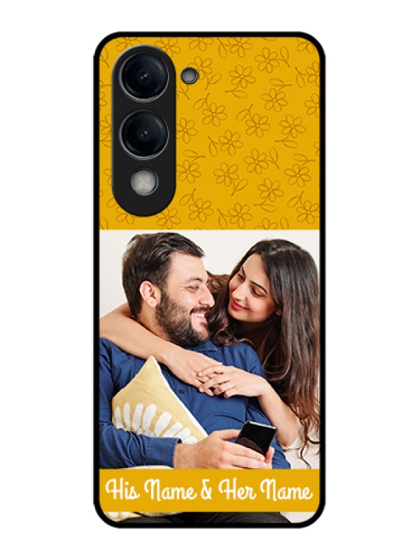 Custom Vivo Y19e Custom Glass Phone Case - Yellow Floral Design