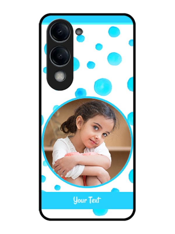 Custom Vivo Y19e Custom Glass Phone Case - Blue Bubbles Pattern Design