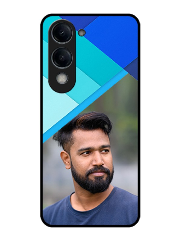 Custom Vivo Y19e Custom Glass Phone Case - Blue Pattern Design