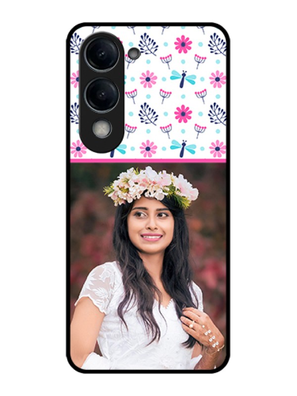 Custom Vivo Y19e Custom Glass Phone Case - Colorful Flower Design