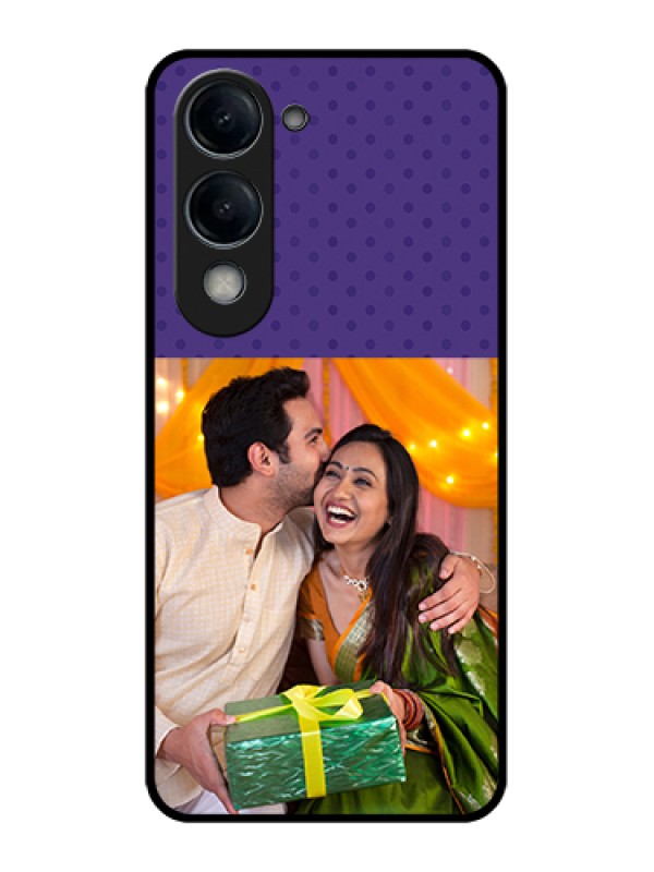 Custom Vivo Y19e Custom Glass Phone Case - Violet Colored Pattern Design