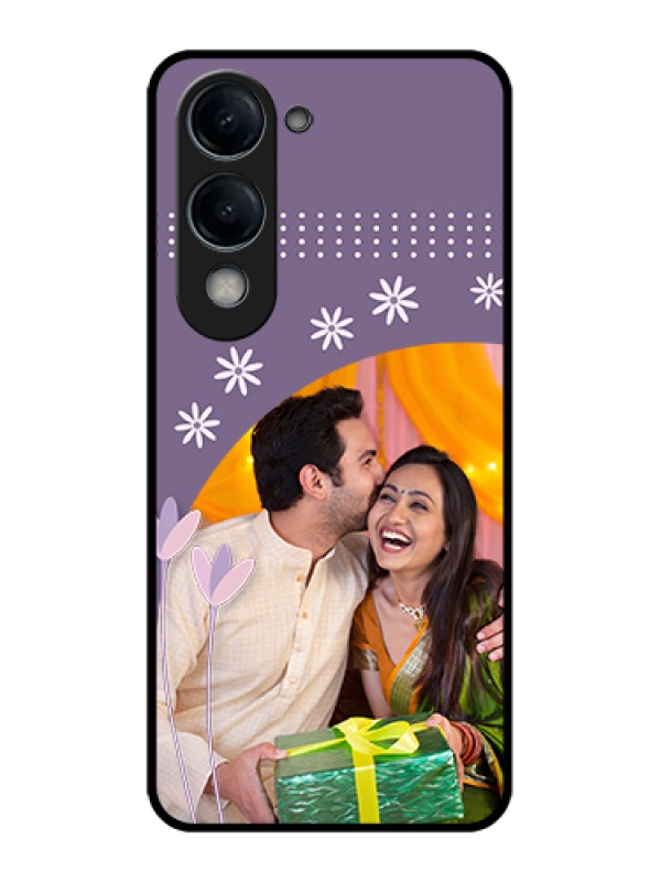 Custom Vivo Y19e Custom Glass Phone Case - Lavender Flowers Design