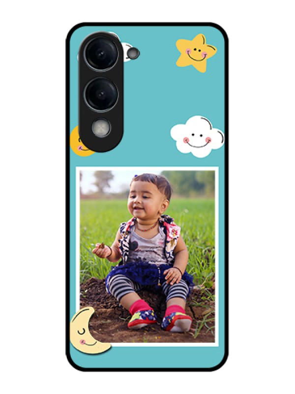 Custom Vivo Y19e Custom Glass Phone Case - Smiley Kids Stars Design