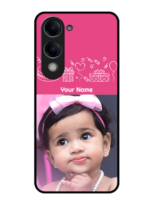 Custom Vivo Y19e Custom Glass Phone Case - With Birthday Line Art Design