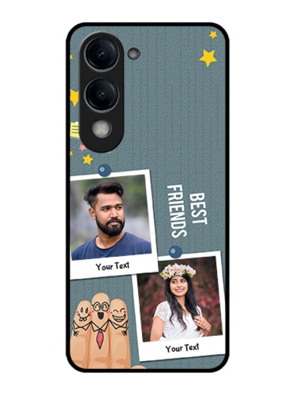 Custom Vivo Y19e Custom Glass Phone Case - Sticky Frames And Friendship Design