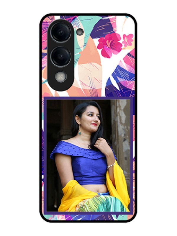Custom Vivo Y19e Custom Glass Phone Case - Abstract Floral Design