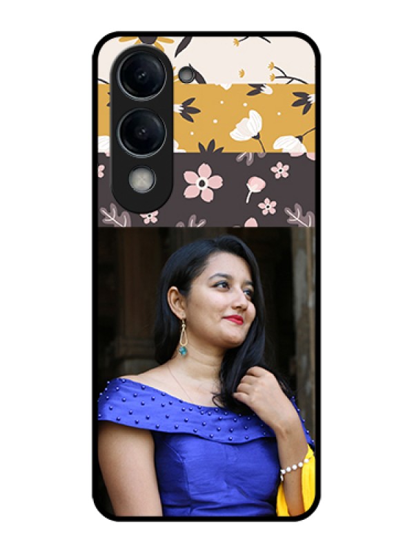 Custom Vivo Y19e Custom Glass Phone Case - Stylish Floral Design