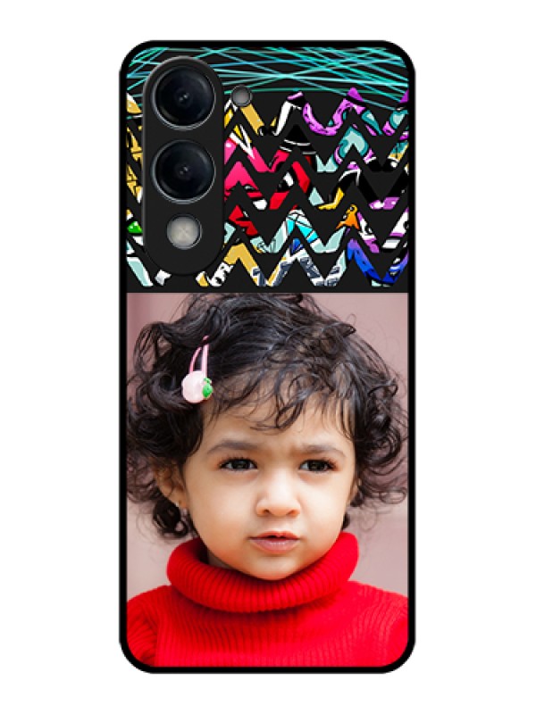 Custom Vivo Y19e Custom Glass Phone Case - Neon Abstract Design