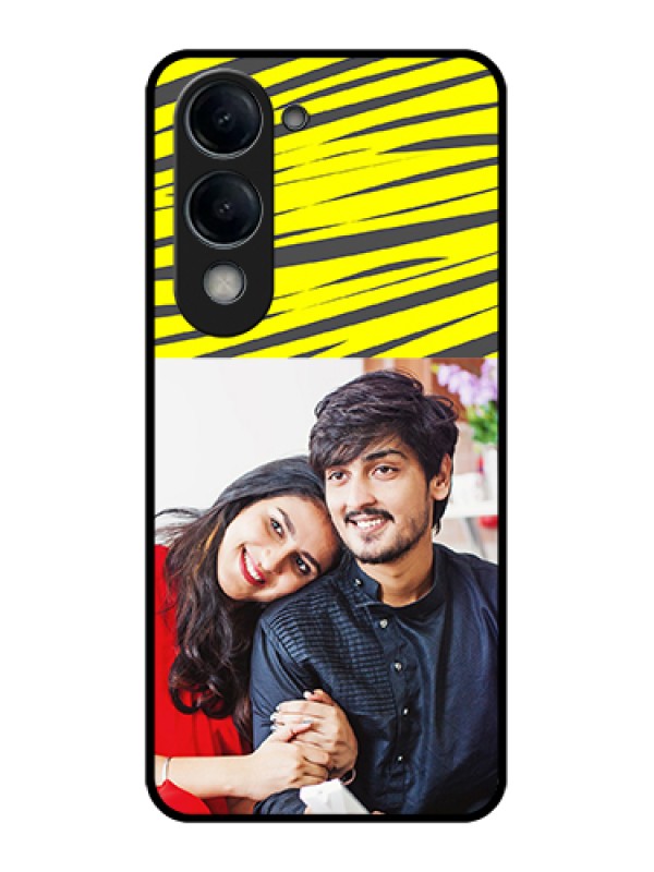 Custom Vivo Y19e Custom Glass Phone Case - Yellow Abstract Design