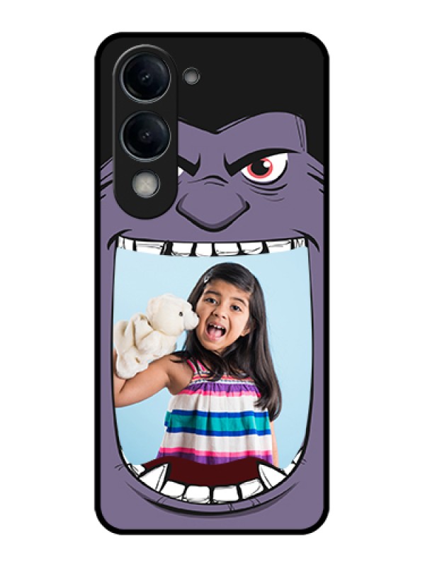 Custom Vivo Y19e Custom Glass Phone Case - Angry Monster Design