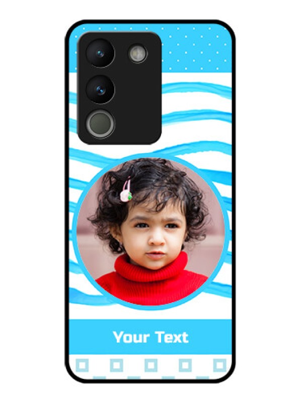 Custom Vivo Y200 5G Custom Glass Phone Case - Simple Blue Case Design