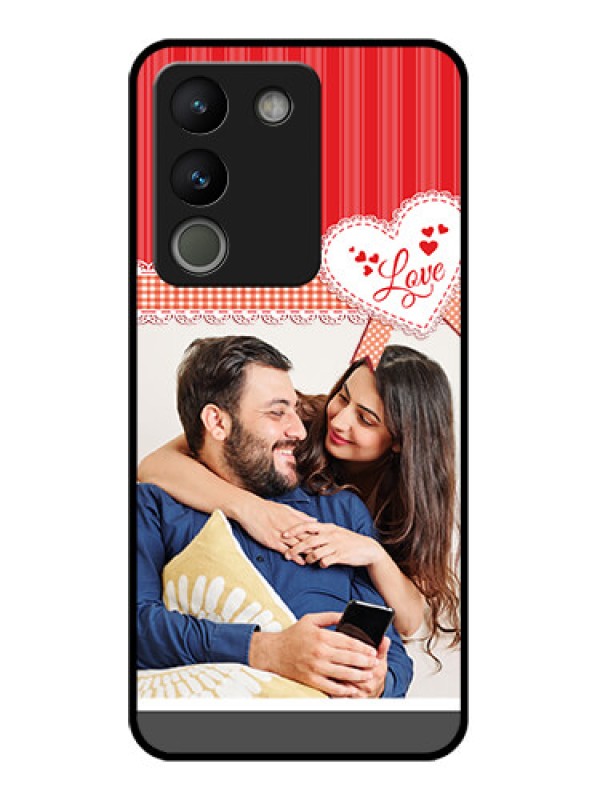 Custom Vivo Y200 5G Custom Glass Phone Case - Red Love Pattern Design