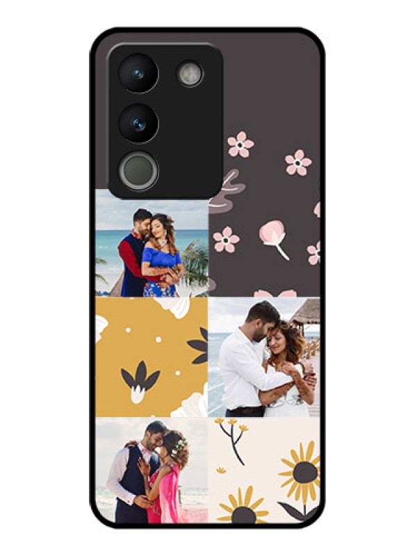 Custom Vivo Y200 5G Custom Glass Phone Case - 3 Images With Floral Design