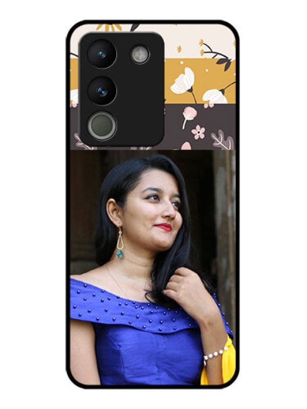 Custom Vivo Y200 5G Custom Glass Phone Case - Stylish Floral Design