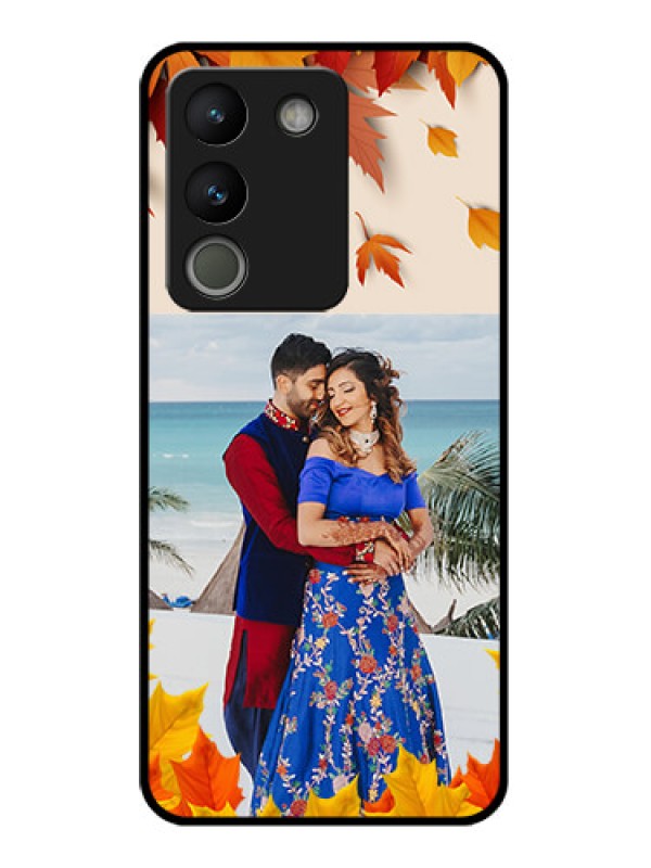 Custom Vivo Y200 5G Custom Glass Phone Case - Autumn Maple Leaves Design
