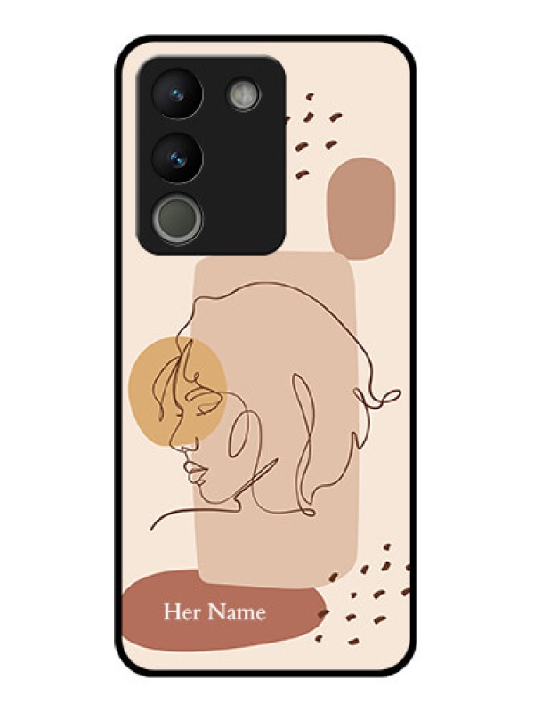 Custom Vivo Y200 5G Custom Glass Phone Case - Calm Woman Line Art Design
