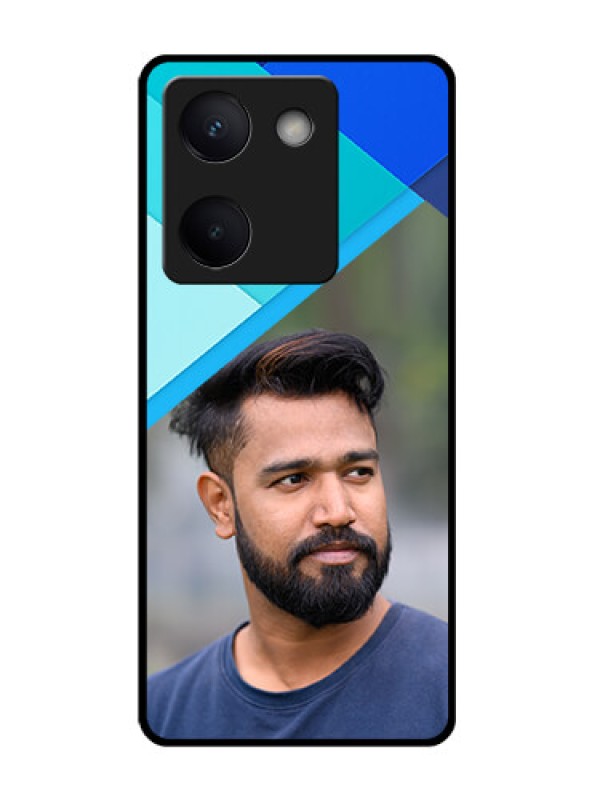 Custom Vivo Y200 Pro 5G Custom Glass Phone Case - Blue Pattern Design