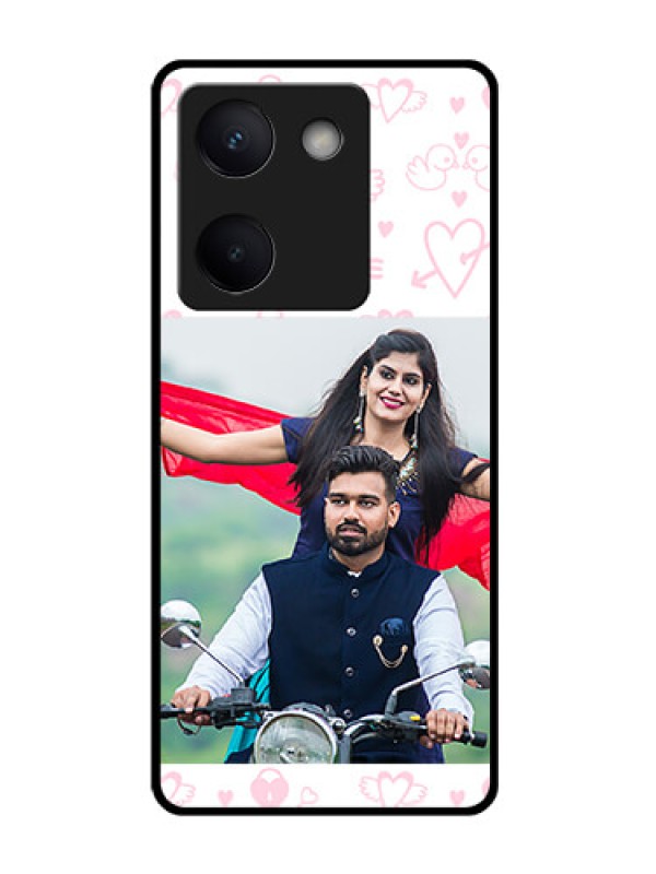 Custom Vivo Y200 Pro 5G Custom Glass Phone Case - Pink Flying Heart Design