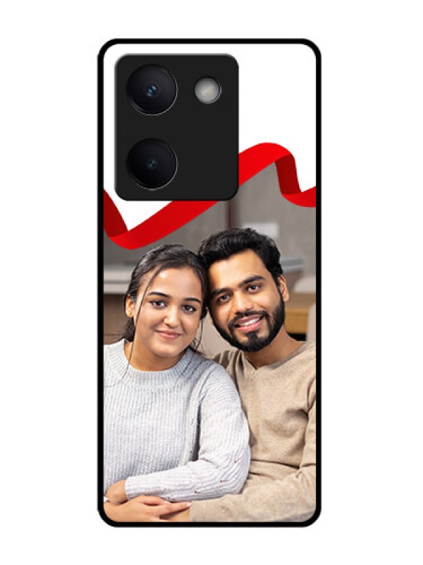 Custom Vivo Y200 Pro 5G Custom Glass Phone Case - Red Ribbon Frame Design