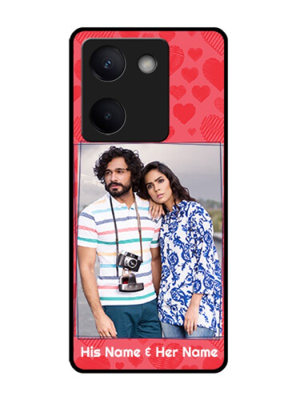 Custom Vivo Y200 Pro 5G Custom Glass Phone Case - With Red Heart Symbols Design