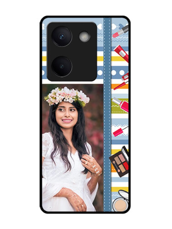 Custom Vivo Y200 Pro 5G Custom Glass Phone Case - Makeup Icons Design
