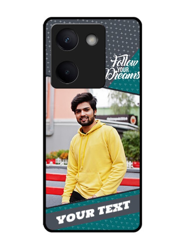 Custom Vivo Y200 Pro 5G Custom Glass Phone Case - Background Pattern Design With Quote