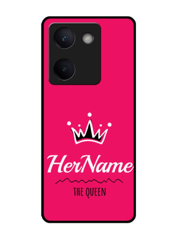 Custom Vivo Y200 Pro 5G Custom Glass Phone Case - Queen With Name Design