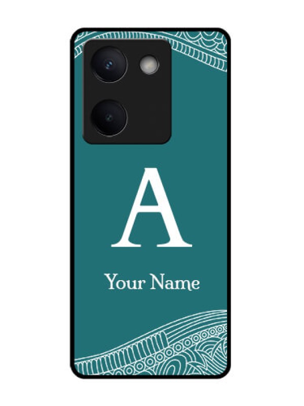 Custom Vivo Y200 Pro 5G Custom Glass Phone Case - Line Art Pattern With Custom Name Design