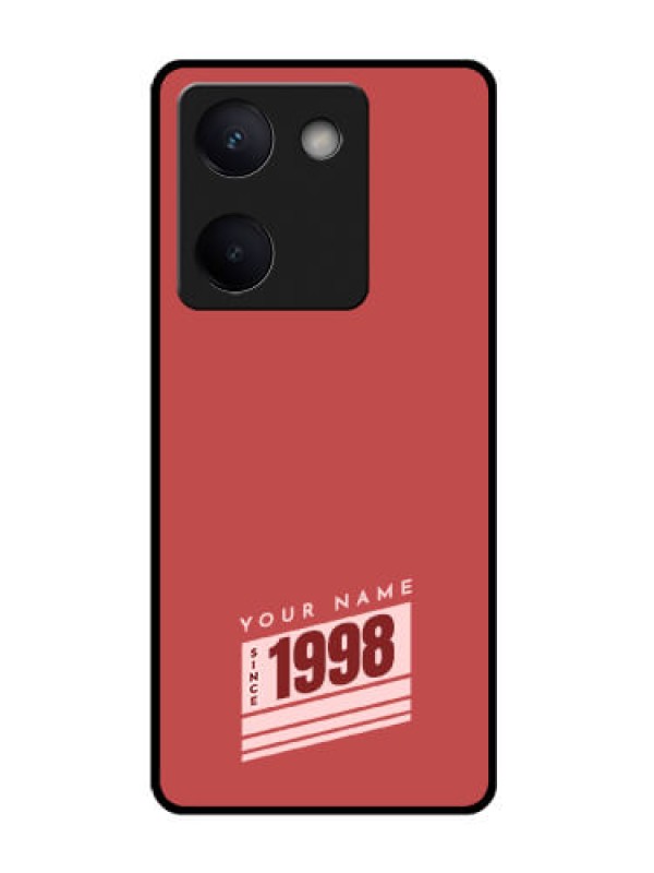 Custom Vivo Y200 Pro 5G Custom Glass Phone Case - Red Custom Year Of Birth Design