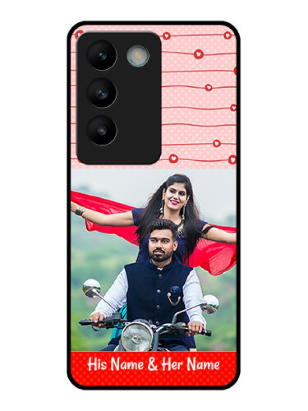 Custom Vivo Y200E 5G Custom Glass Phone CaseRed Pattern Case Design