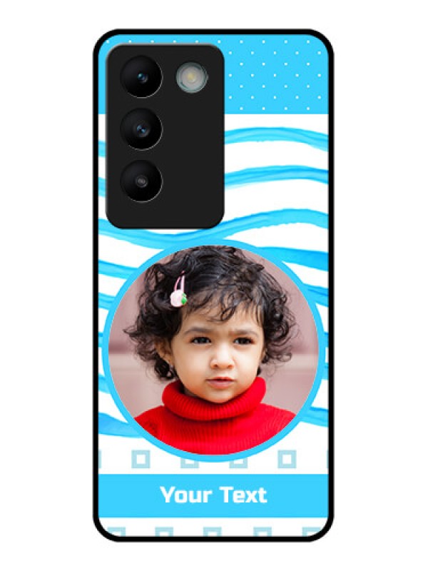 Custom Vivo Y200E 5G Custom Glass Phone CaseSimple Blue Case Design