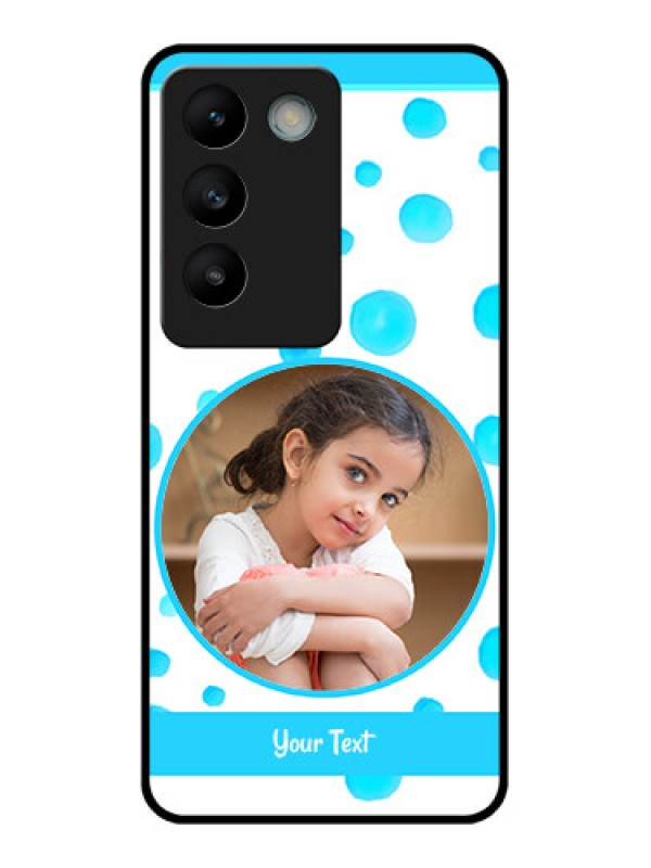 Custom Vivo Y200E 5G Custom Glass Phone CaseBlue Bubbles Pattern Design