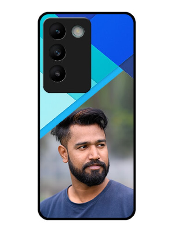 Custom Vivo Y200E 5G Custom Glass Phone CaseBlue Pattern Design
