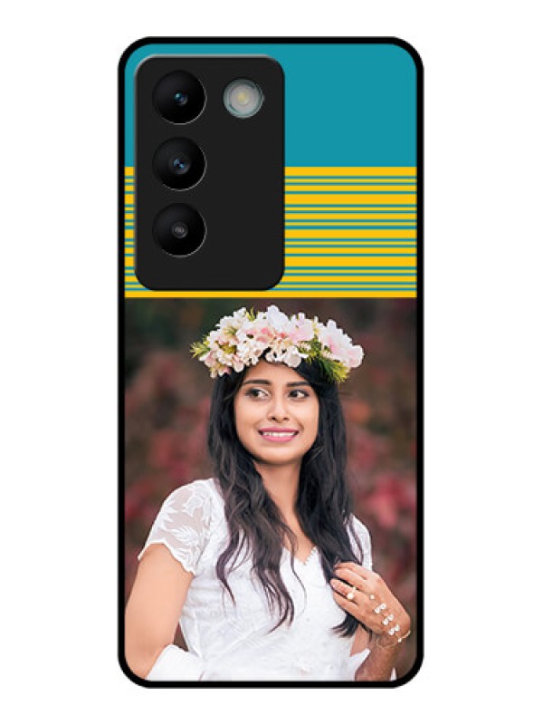 Custom Vivo Y200E 5G Custom Glass Phone CaseYellow and Blue Design
