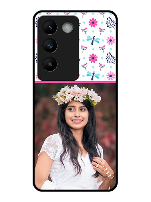 Custom Vivo Y200E 5G Custom Glass Phone CaseColorful Flower Design