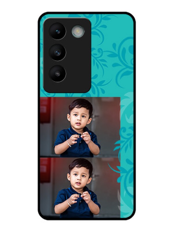 Custom Vivo Y200E 5G Custom Glass Phone CaseWith Photo And Green Floral Design